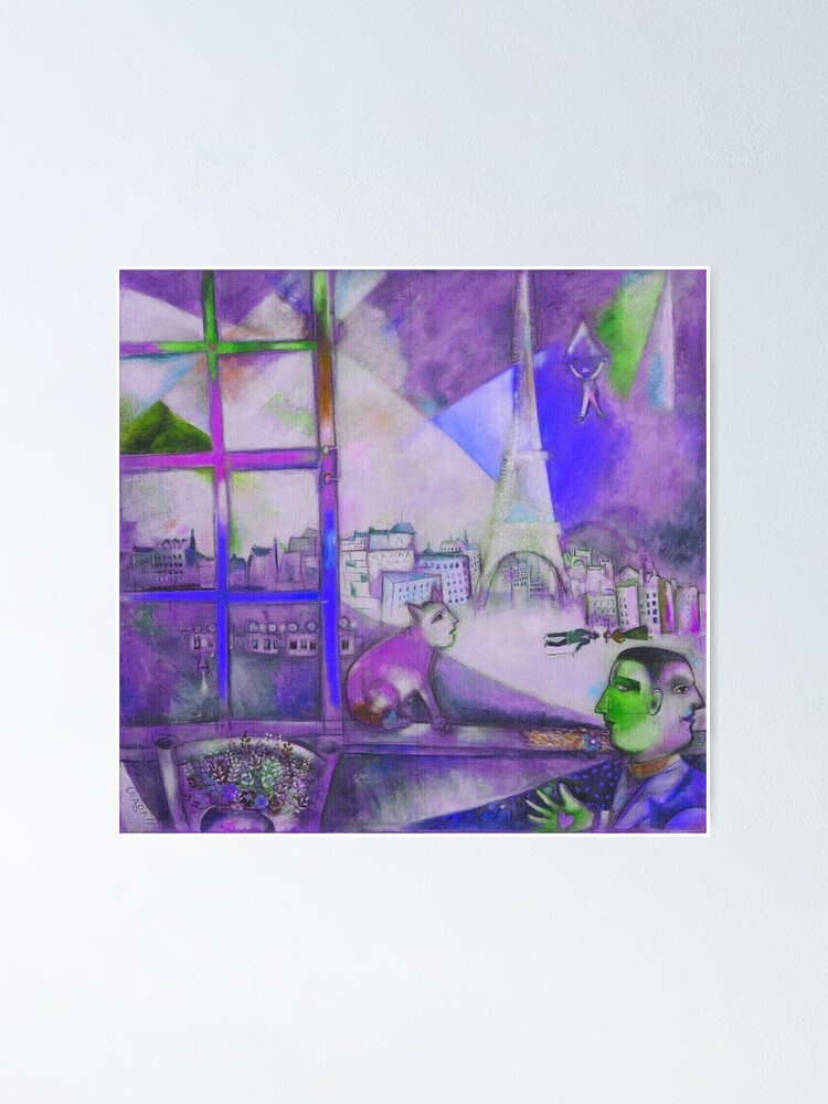 Póster «Marc Chagall, 1913, Paris par la fenêtre (París a través de la ventana), óleo sobre