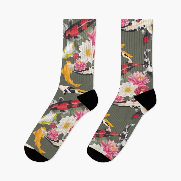 Item preview, Swimming Koi With Colorful Flowers Design designed and sold by EarthArtDesigns.