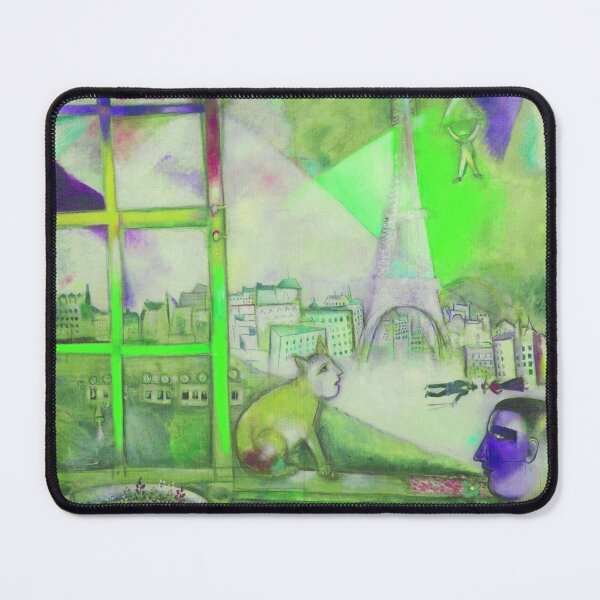 Item preview, Marc Chagall, 1913, Paris par la fenêtre (Paris Through the Window), oil on canvas, alternate emerald green landscape cityscape Paris painting art print designed and sold by Jéanpaul Ferro.
