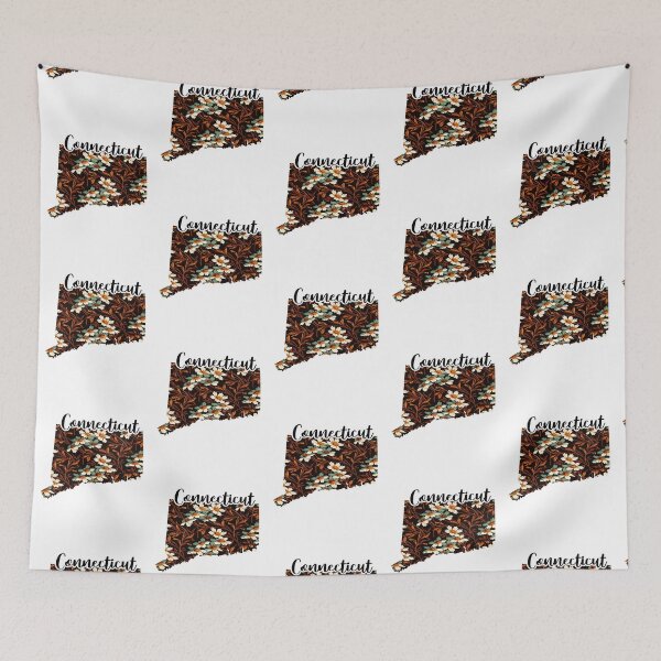 Item preview, Floral Map of USA States Connecticut - Map of Connecticut designed and sold by AmethystMurad.