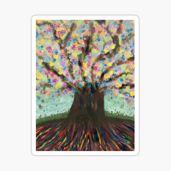 Tree of Life, Colorful Tree, Family Tree, Bloom where you are planted, Embrace your roots, Rainbow, A New Day, New Beginnings, Jackie Barragan Sticker