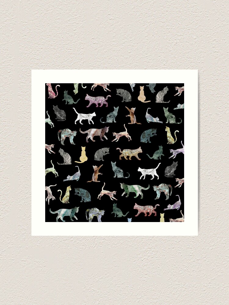 Alternate view of Cats shaped Marble - Black Art Print