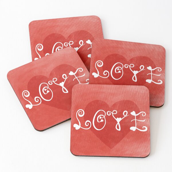 Item preview, Red valentine heart with white love lettering designed and sold by AleFairyland.