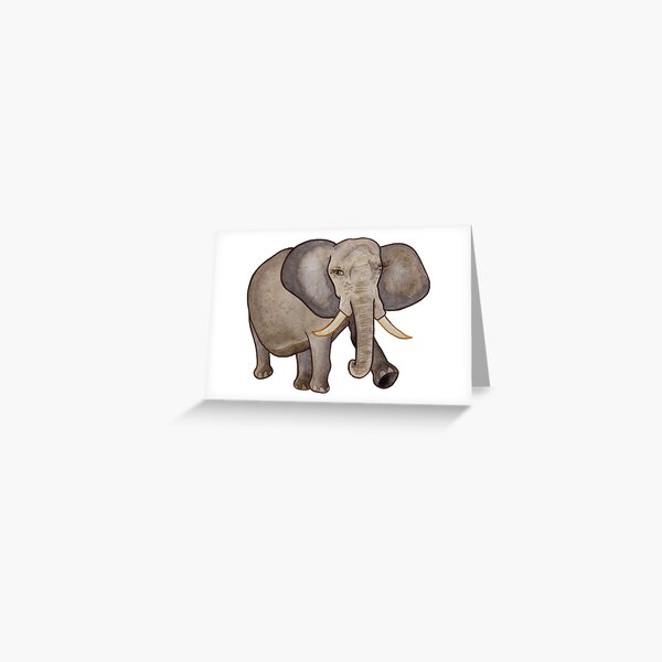 Elephant in watercolour & coloured pencil Greeting Card