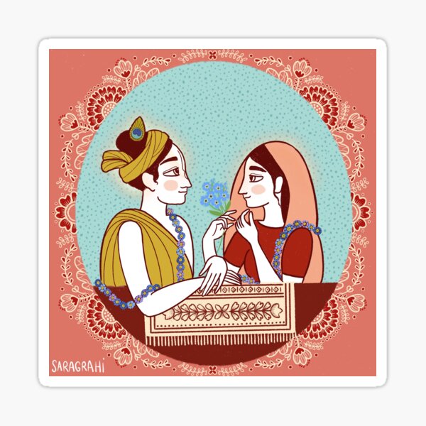 Radha and Krishna Sticker