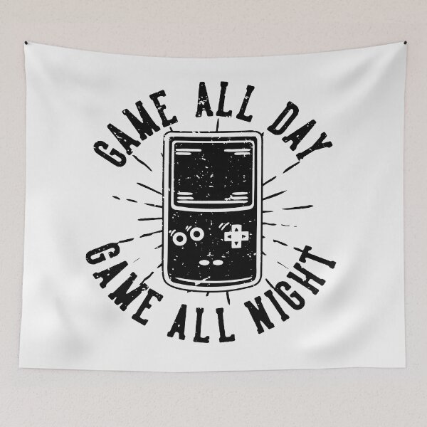 Item preview, Game all Day Game All Night Retro Gaming Console Gameboy Black designed and sold by WearWolfDesigns.