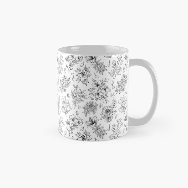 Item preview, Black & White Abstract Line Art Flower Pattern designed and sold by AurayaStudio.