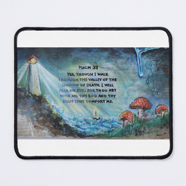Item preview, Psalm 23 lighthouse ocean sailboat painting designed and sold by Stephanie Skeem.