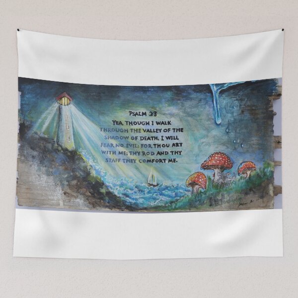 Item preview, Psalm 23 lighthouse ocean sailboat painting designed and sold by Stephanie  Skeem.