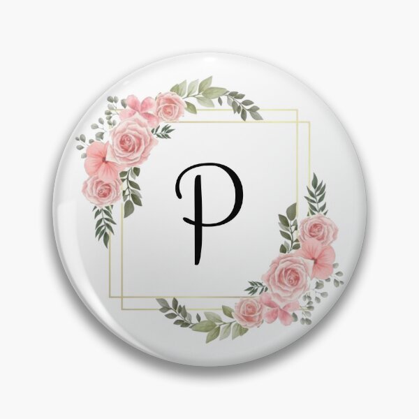 Item preview, Monogram Letter P | Pink Floral Design with Gold Edges designed and sold by JustSeasons.