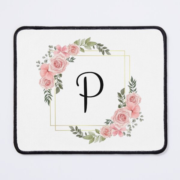 Item preview, Monogram Letter P | Pink Floral Design with Gold Edges designed and sold by JustSeasons.