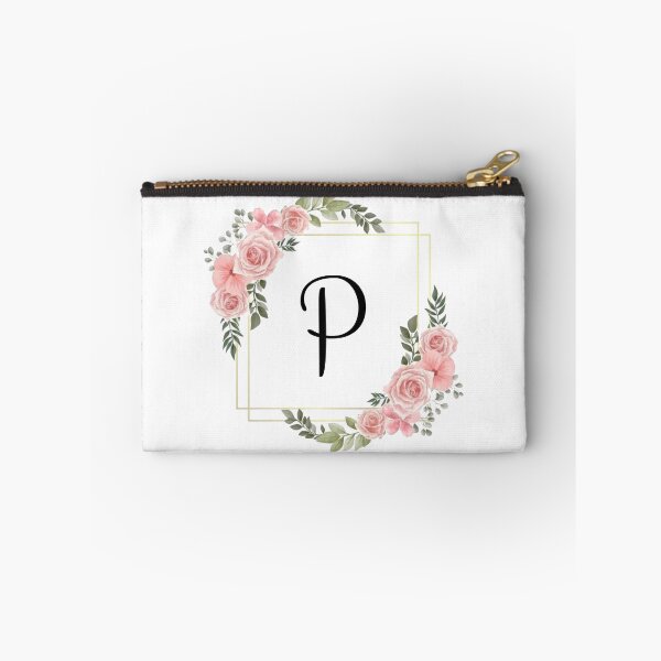 Item preview, Monogram Letter P | Pink Floral Design with Gold Edges designed and sold by JustSeasons.