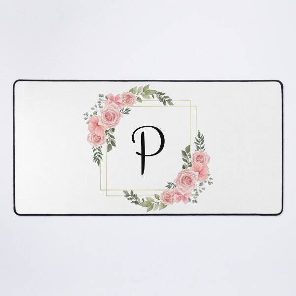 Item preview, Monogram Letter P | Pink Floral Design with Gold Edges designed and sold by JustSeasons.