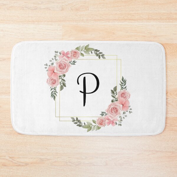 Item preview, Monogram Letter P | Pink Floral Design with Gold Edges designed and sold by JustSeasons.