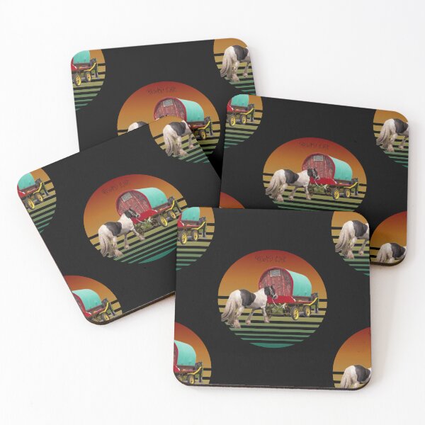 Item preview, Road life sunset ,Gypsy family with horse drawn wagon designed and sold by amy greaves.