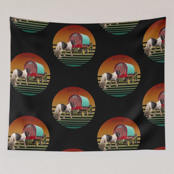 Item preview, Road life sunset ,Gypsy family with horse drawn wagon designed and sold by amy greaves.