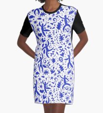 Cuban Salsa - blue on white - contemporary dance pattern by Cecca Designs Graphic T-Shirt Dress