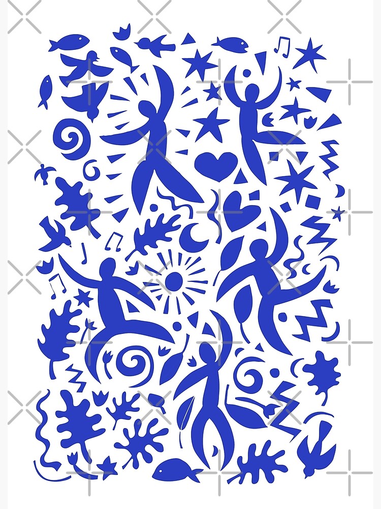 Thumbnail 2 of 2, Greeting Card, Cuban Salsa - blue on white - contemporary dance pattern by Cecca Designs designed and sold by Cecca-Designs.