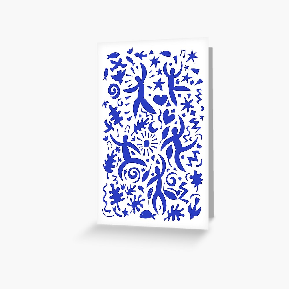 Cuban Salsa - blue on white - contemporary dance pattern by Cecca Designs Greeting Card
