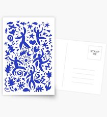 Cuban Salsa - blue on white - contemporary dance pattern by Cecca Designs Postcards