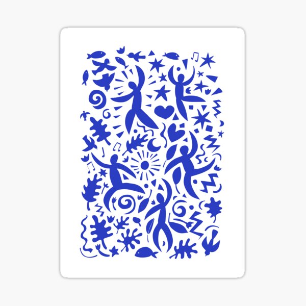 Cuban Salsa - blue on white - contemporary dance pattern by Cecca Designs Sticker