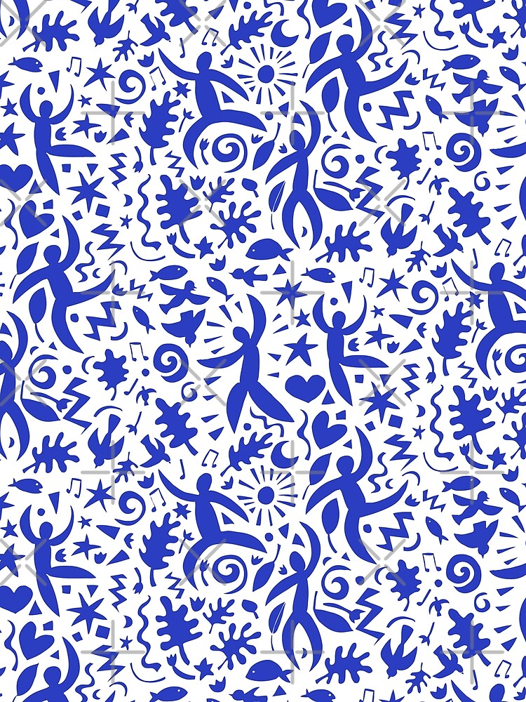 Cuban Salsa - blue on white - contemporary dance pattern by Cecca Designs by Cecca-Designs