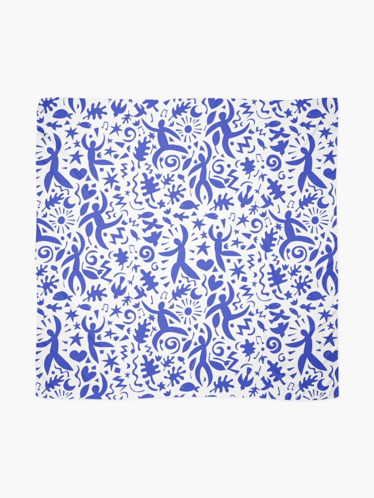Alternate view of Cuban Salsa - blue on white - contemporary dance pattern by Cecca Designs Scarf