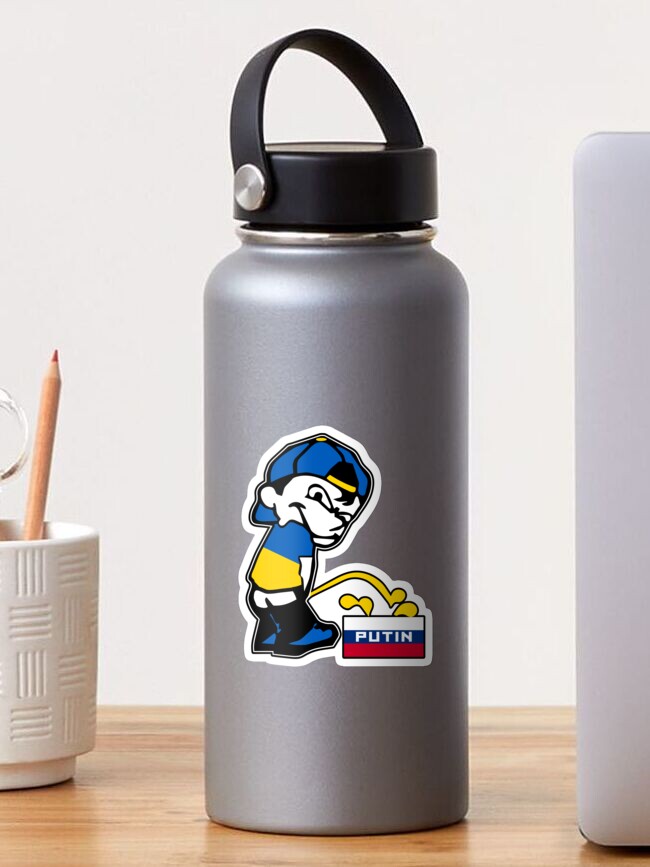 Thumbnail 1 of 3, Sticker, Ukraine Piss On Putin Stickers designed and sold by EthosWear.