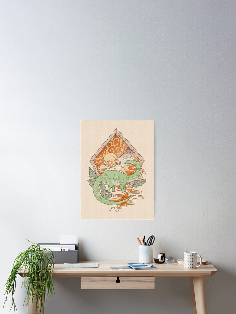 Thumbnail 2 of 3, Poster, Aeon Archway: Apatosaurus | Dinosaur Sci-Fi Space Art designed and sold by OMEGAFAUNA.