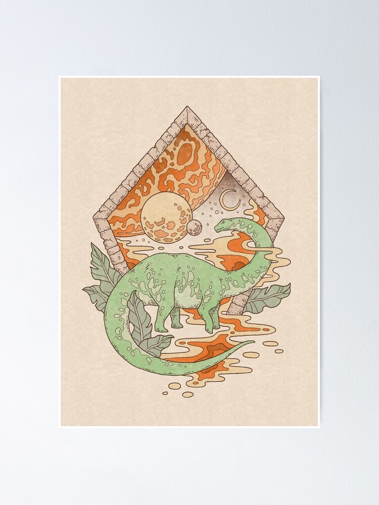 Thumbnail 1 of 3, Poster, Aeon Archway: Apatosaurus | Dinosaur Sci-Fi Space Art designed and sold by OMEGAFAUNA.