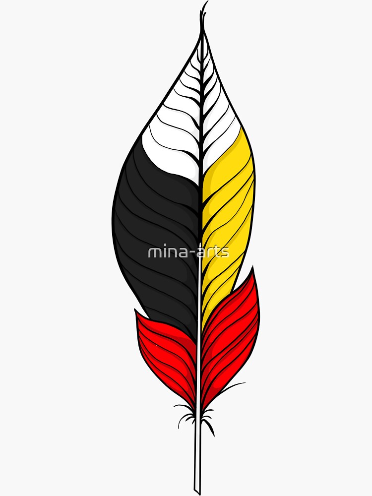 Thumbnail 3 of 3, Sticker, Native American Medicine Wheel Feather designed and sold by mina-arts.