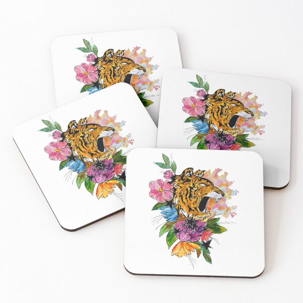 Item preview, Tiger with Flowers and Stars designed and sold by Sebastian Grafmann.