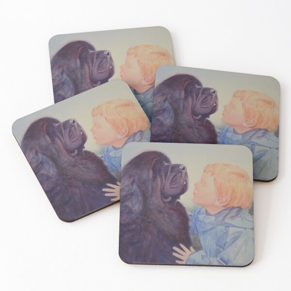 Item preview, Portrait of Newfoundlands dog and his best friend. Watercolour painting -  designed and sold by Einar Aasen.