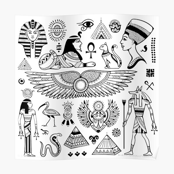 Illustration of Egyptian Symbol Myth Mummy Ra Sun Artprint Shower Curtain Set 