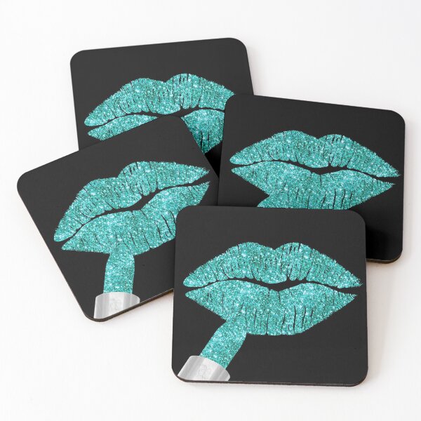 Item preview, Aqua Kiss, lipstick on pouty lips, fashion art designed and sold by Glimmersmith.