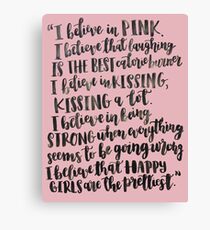 Audrey Hepburn Pink Quote Canvas Print