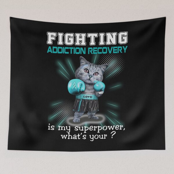 Item preview, Funny Cat Fighting Addiction Recovery Is My Superpower What's Your designed and sold by Kohend.