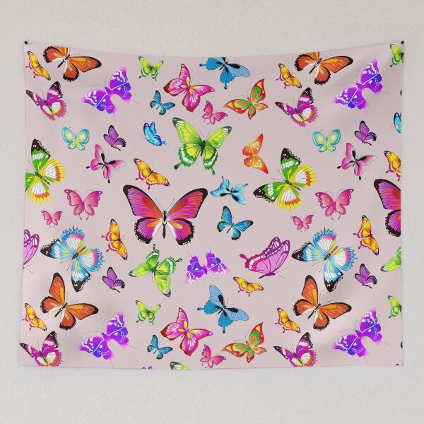 Item preview, Blush Pink Rainbow Butterflies Pattern designed and sold by newburyboutique.
