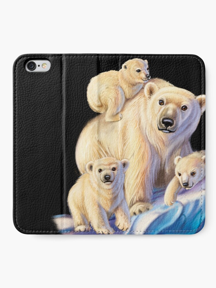 Etui Portefeuille Iphone Maman Ours Polaire Avec Ses Trois Oursons Par Annewertheim Redbubble