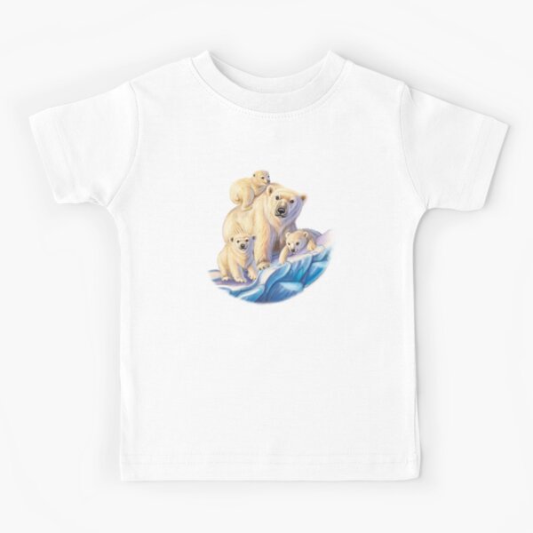 Mama Polar Bear With Her Three Cubs! Kids T-Shirt