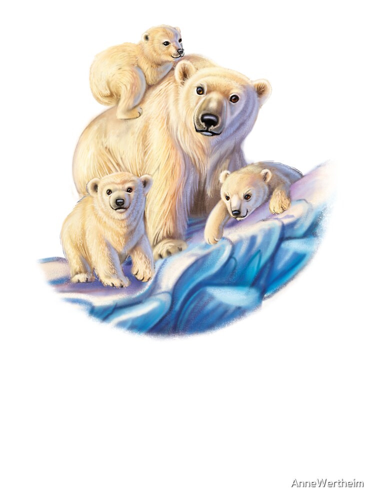 Mama Polar Bear With Her Three Cubs! | Kids T-Shirt