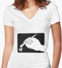 Pen,pigeon and flower Women's Fitted V-Neck T-Shirt