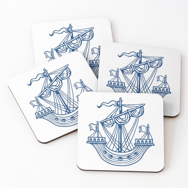 Item preview, Lymphad (Heraldic Ship) - Indigo Style Blue designed and sold by Artberry.