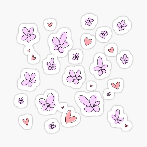 Vista previa del artículo con la obra «Mezcla de flores y corazones Heartstopper (púrpura)», diseñado y vendido por Sophprano.