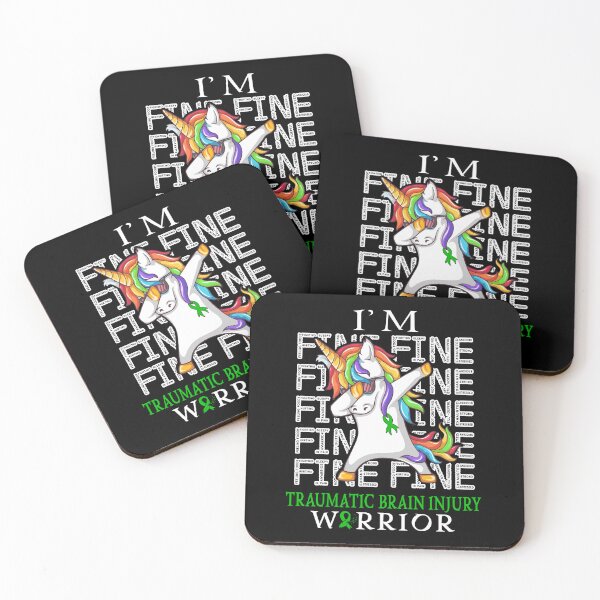 Item preview, Unicorn Traumatic Brain Injury Warrior I'm Fine Traumatic Brain Injury Awareness designed and sold by Hatjar.
