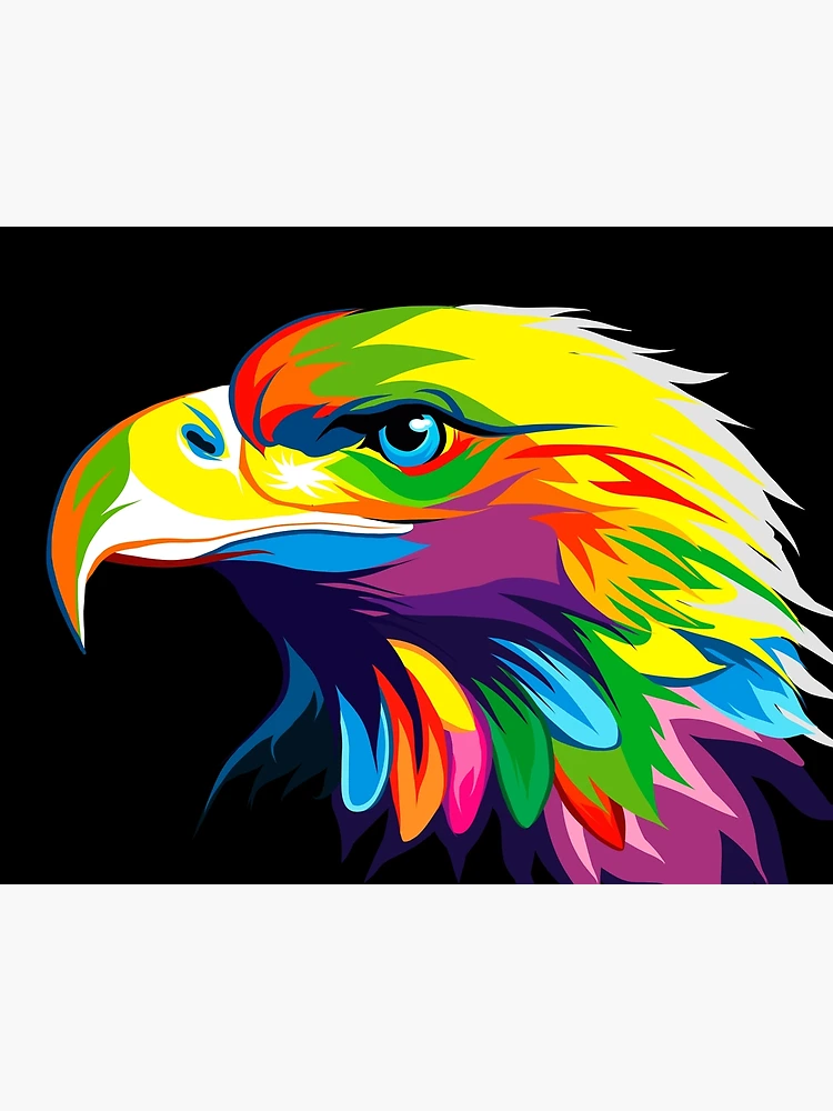 Three assorted-color eagle head illustration, Bald Eagle
