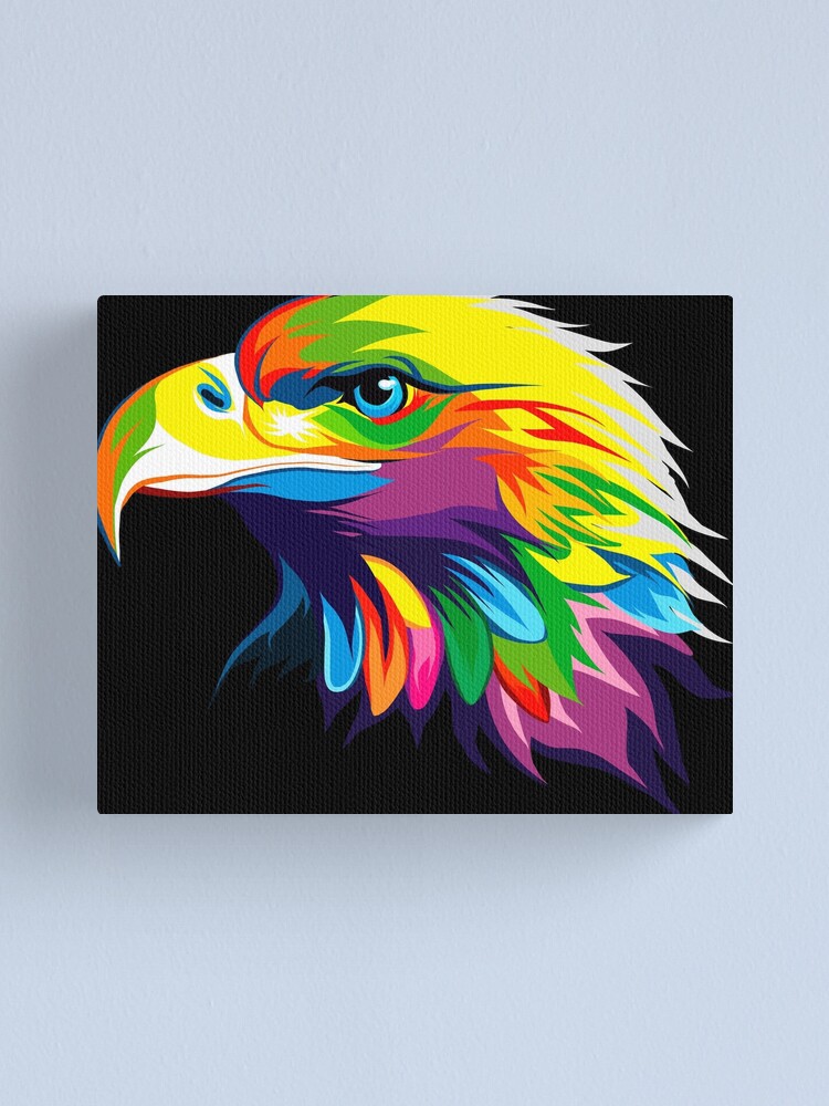 Bald Eagle Head Multicolored Drawing Canvas Print for Sale by