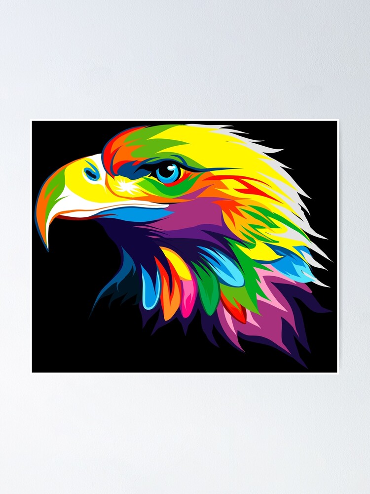 Póster «Cabeza de águila calva Dibujo multicolor» de arts-collection |  Redbubble