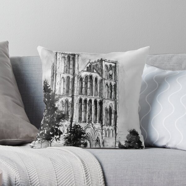 Ripon Cathedral - ink sketch Throw Pillow