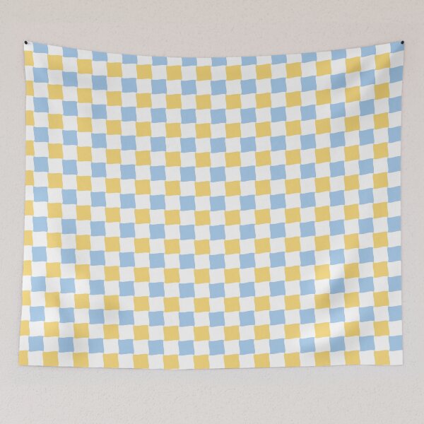 Item preview, Blue and Yellow Wave Diagonal Checked Square Geometric Pattern designed and sold by Moyanana.